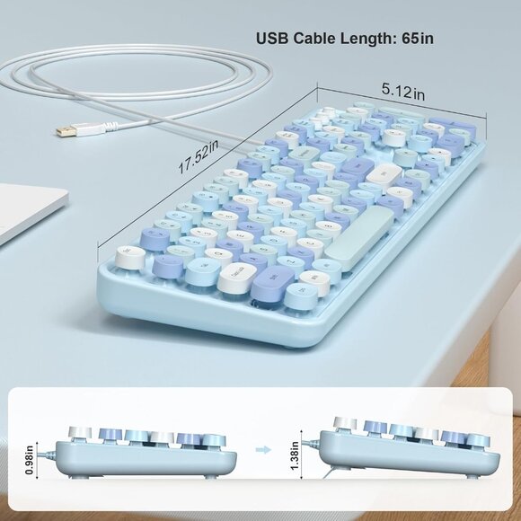MOFII Computer Keyboards Wired, Plug Play USB Full Size Typewriter Keyboard, Cu - Picture 1 of 4